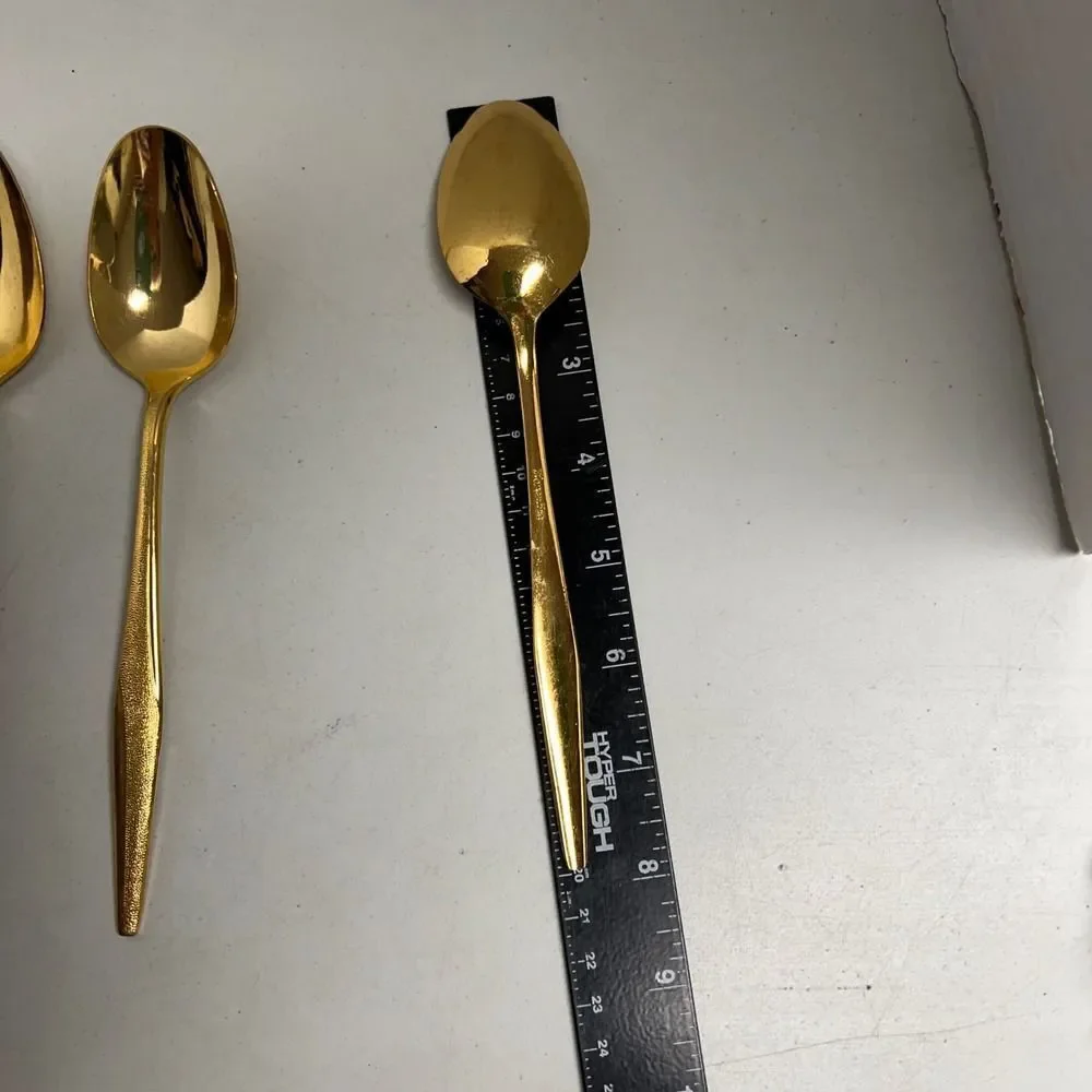 VINTAGE FLORENTINE Set of 6 Goldtone  Spoons Serving Utensils Elegant